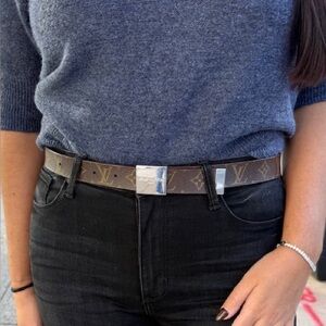 Louis Vuitton Monogram Ceinture Carre Belt with Silver Hardware